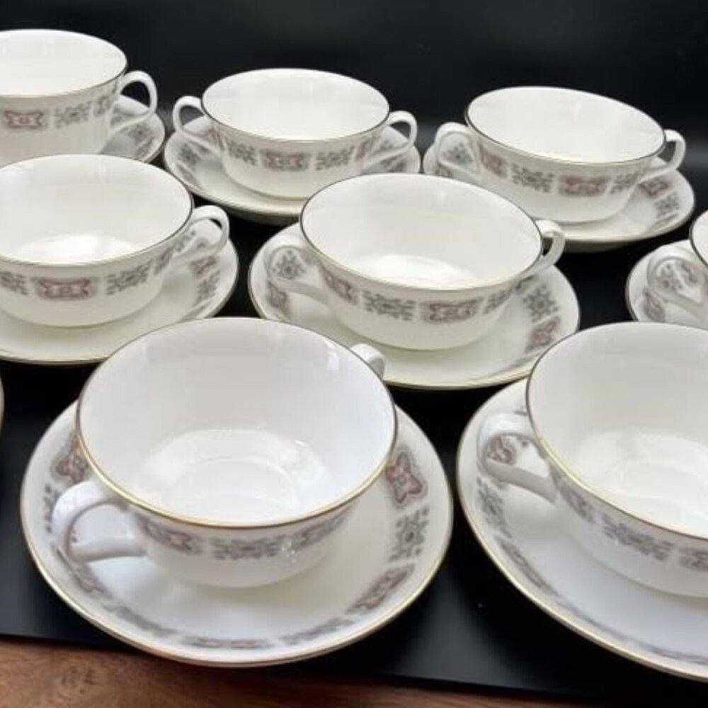 Minton Meridian Double Handled Soup Bowl and Saucer